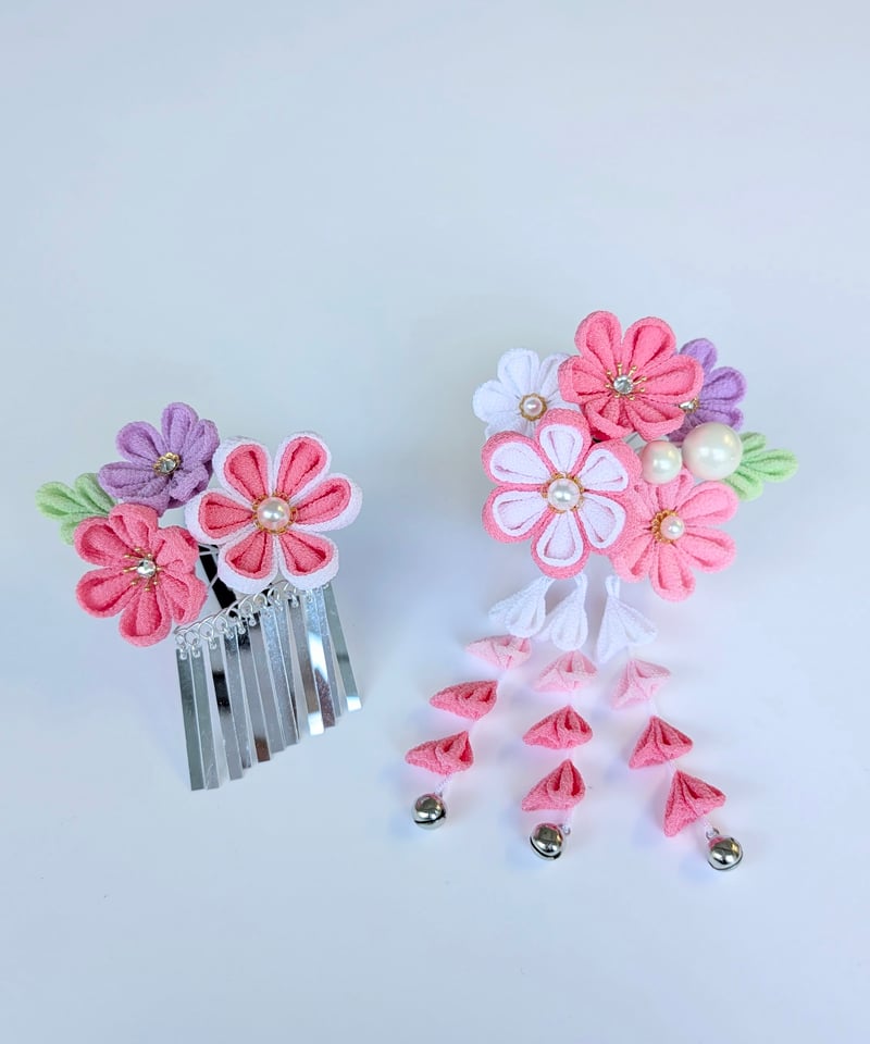 七五三 髪飾り｜つまみ細工 姫夢 -ひめ-＜うす紅＞｜|ほんのり色づく