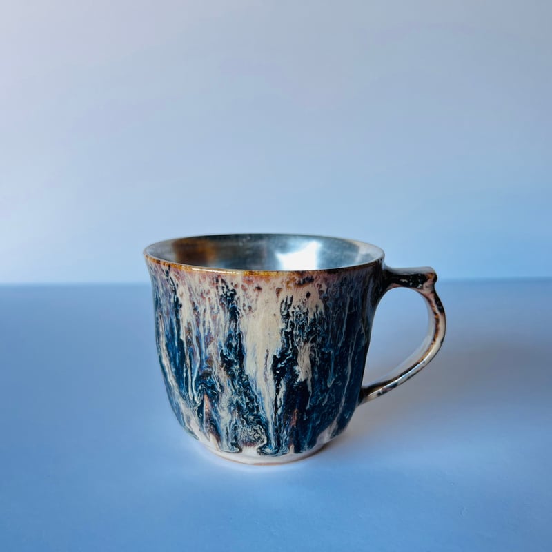 TNｰ87 谷井直人 銀彩黒流マグカップ Silver-Glazed Black Drip M