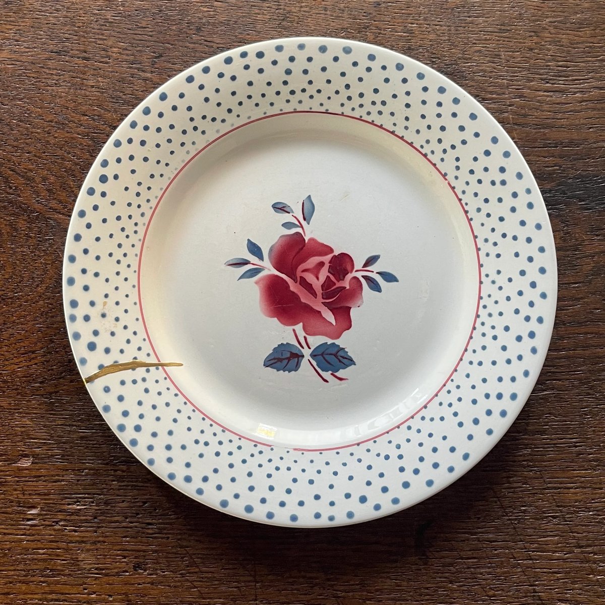 DIGOIN Sarreguemines プレート金継ぎ① 22.5㎝ フランスアンティーク