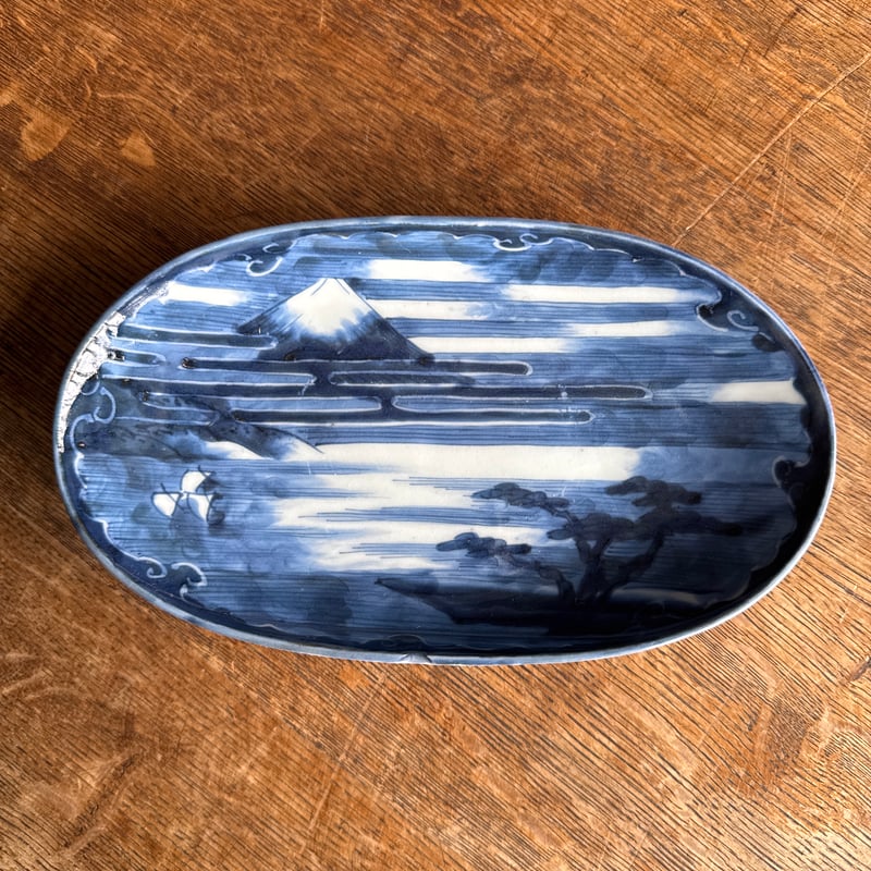 古伊万里 染付富士図楕円皿 5客セット | Kaikaroman ONLINE STORE