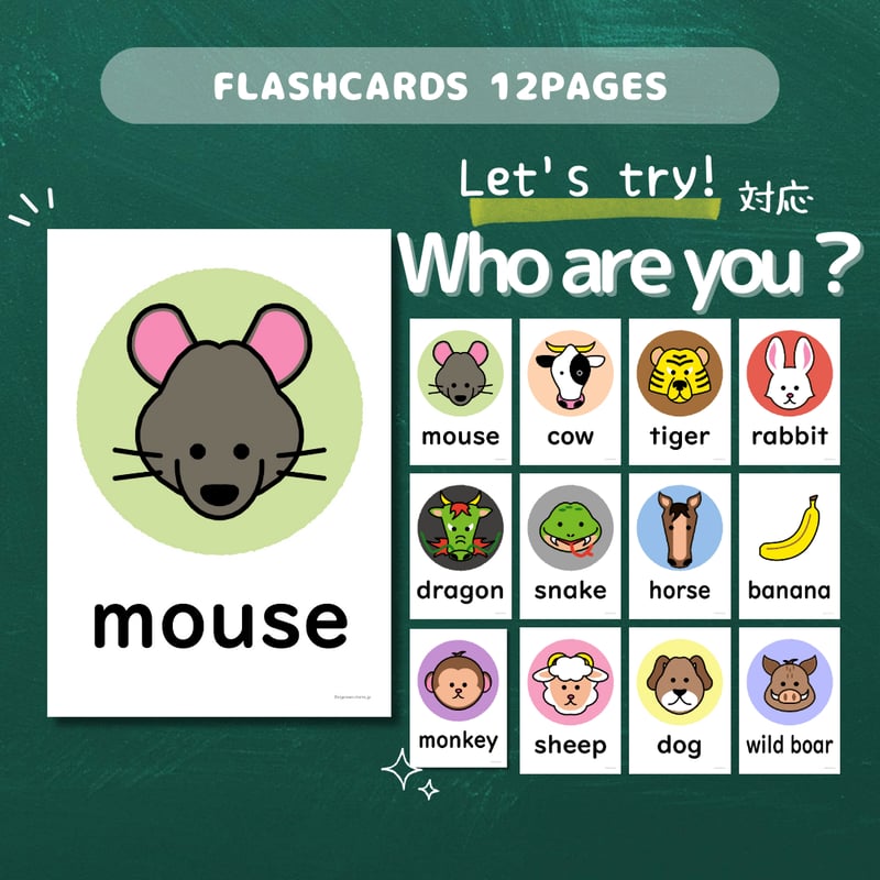 絵カード〈『Let's try!1』完全対応◎ Who are you? Flashcard