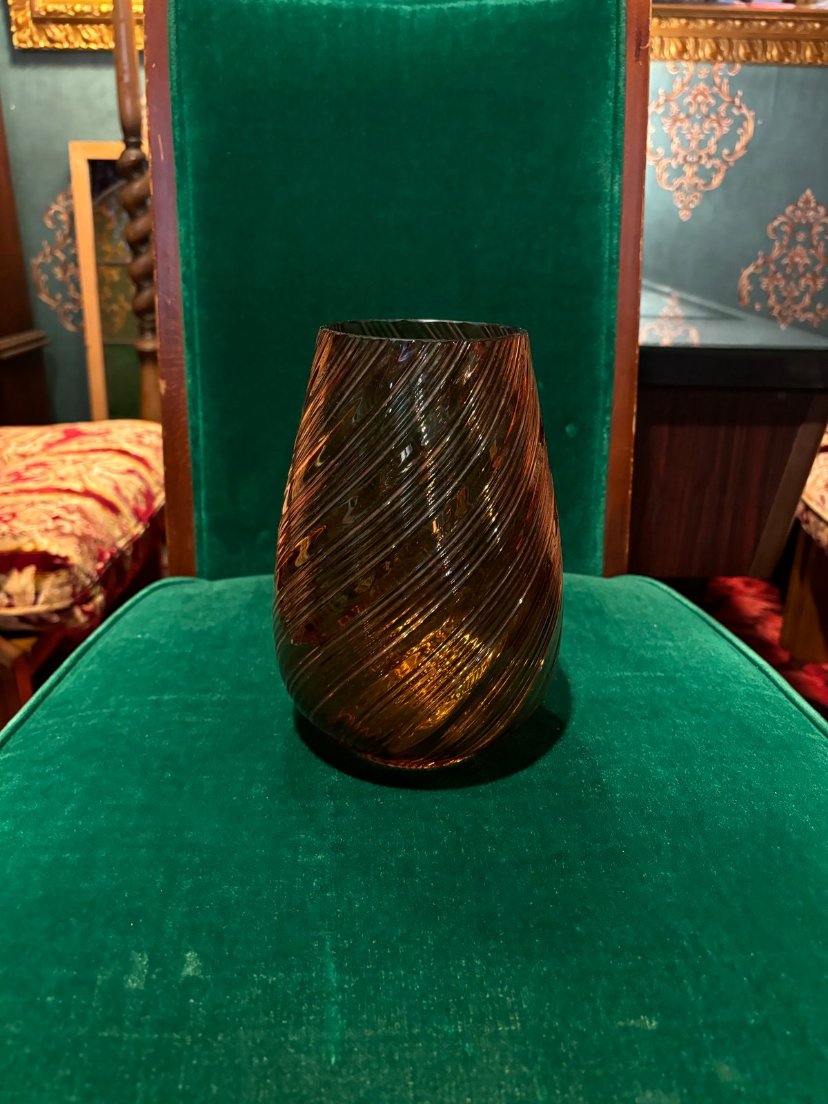 チェコスロバキア製 ボヘミアガラス フラワーベース 箱付き