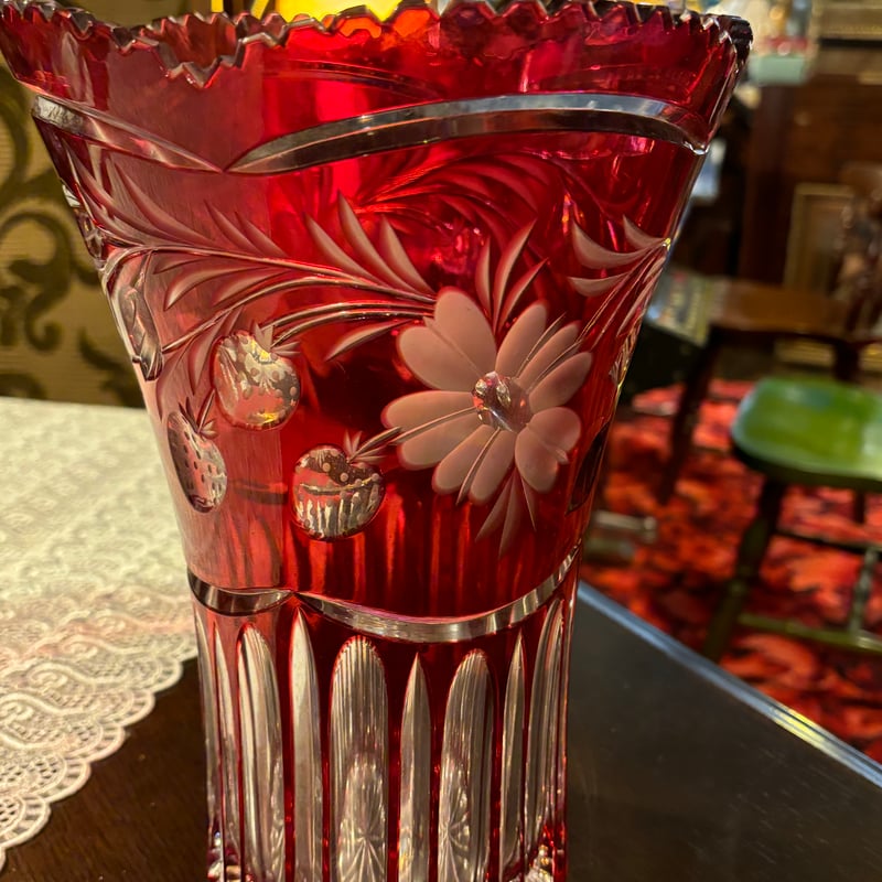 カットガラス 花瓶 フラワーベース ドイツ製 | アンティーク家具と喫茶