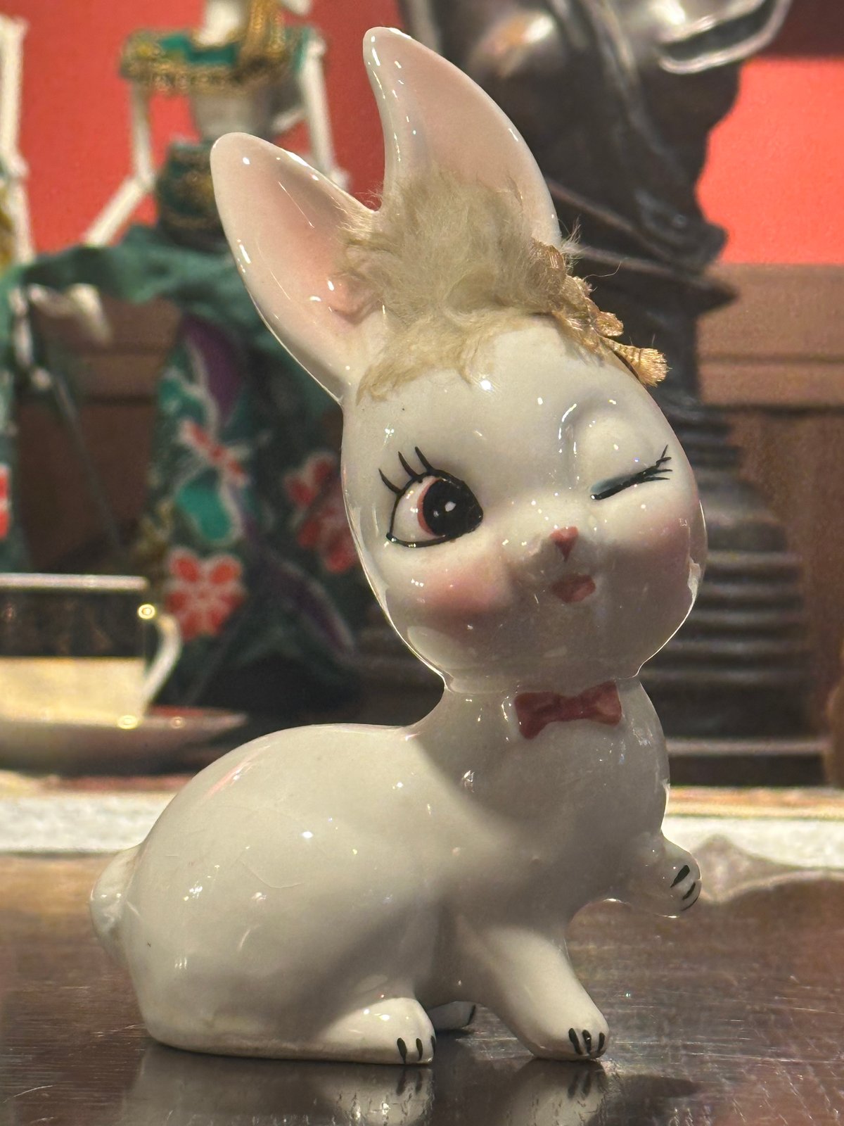 昭和レトロ 陶器 うさぎ ペア | アンティーク家具と喫茶キャバレーの