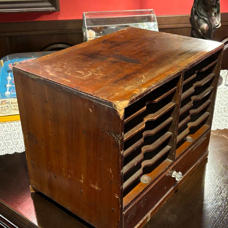 和製アンティーク 木製カルテケース | アンティーク家具と喫茶