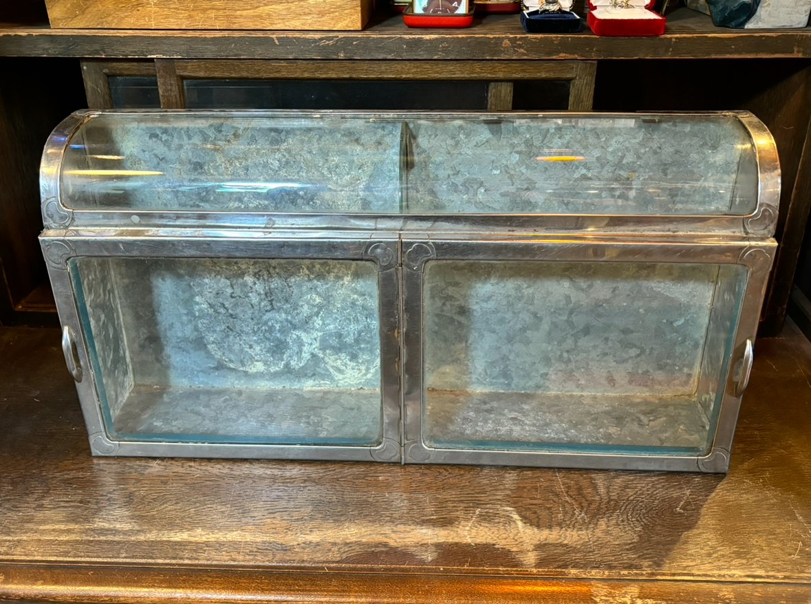 アンティーク ブリキ製ガラスケース ガラスショーケース 駄菓子ケース