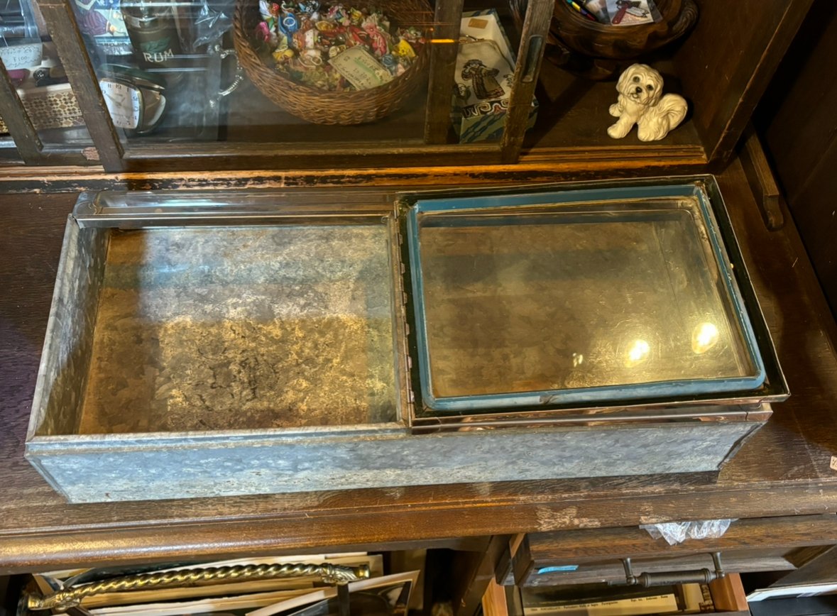 アンティーク ブリキ製ガラスケース ガラスショーケース 駄菓子ケース