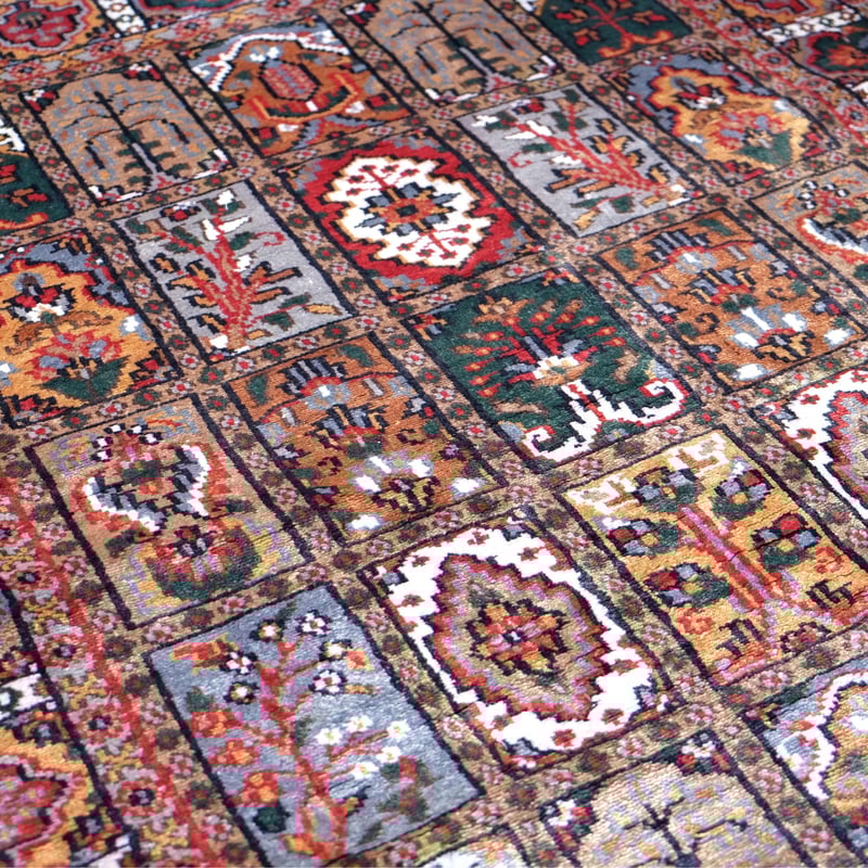 インド 手織り絨毯 シルク ＜約88 x 156 ㎝＞ ブラウン・ガーデン