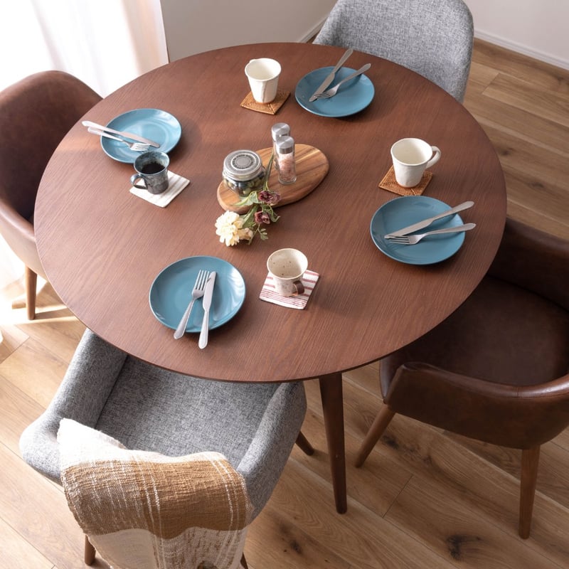 木製 円形 ダイニングテーブル 3～4人用 アッシュ ナチュラル ブラウン