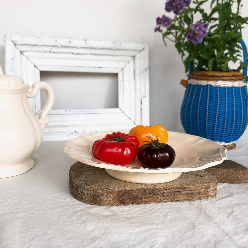 フランス ディゴワンサルグミンヌ 花リムケーキスタンド コンポティエ