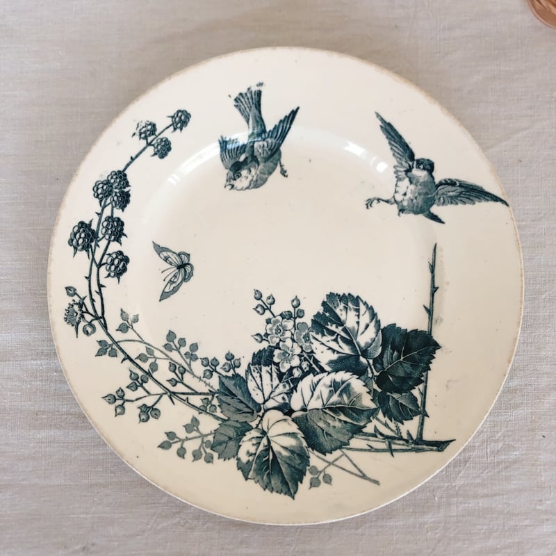 フランスアンティーク K＆G Luneville リュネヴィル 『RONCE』木苺&鳥