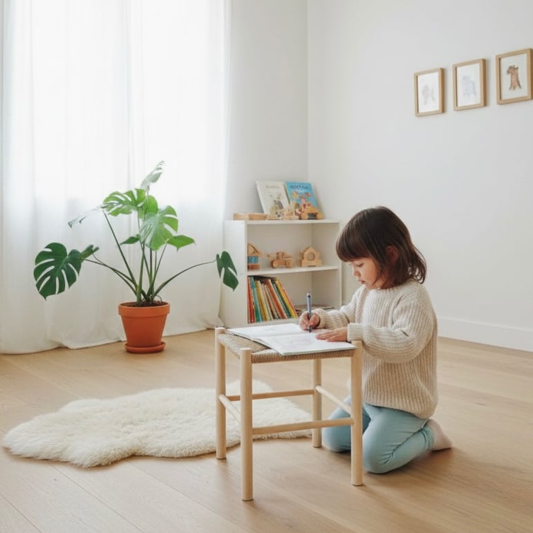 ペーパーコードキッズチェアSHIKAKU-Rectangle（長方形)/ 子供用