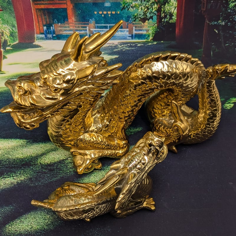 縁起物 風水 開運 黄金龍 一本角 2種セット インテリア 置物 レトロ
