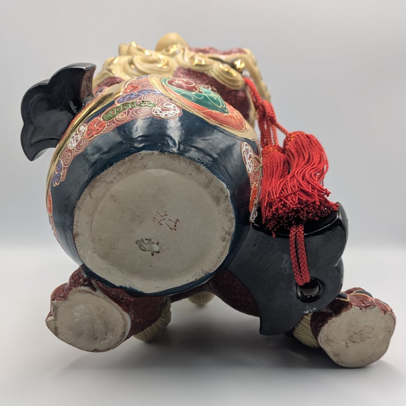 九谷焼 骨董 民芸品 宝獅子 魔除け獅子 縁起物 獅子 狛犬 置物 小槌