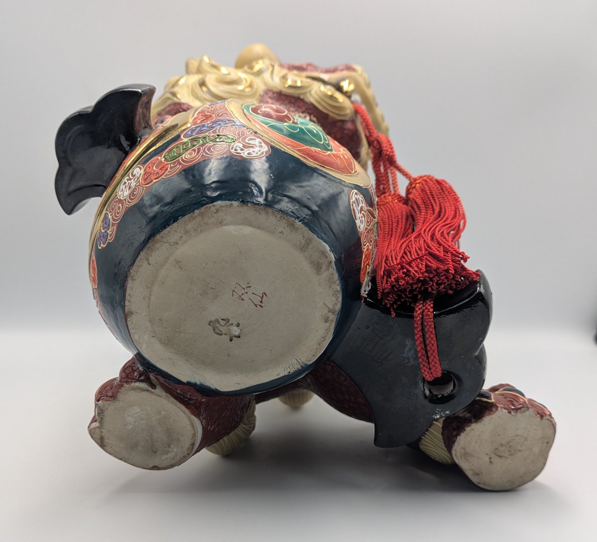 九谷焼 骨董 民芸品 宝獅子 魔除け獅子 縁起物 獅子 狛犬 置物 小槌