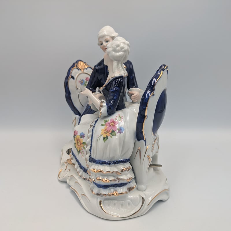 加藤工芸 置物 フィギュリン 陶器製人形 オルゴール ウインナーワルツ