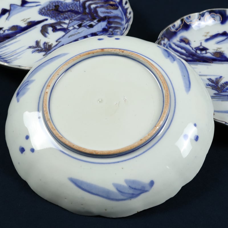 97 有田焼 染付中皿 山水文 染付 明治～大正期頃 | 三梨 art and antiques