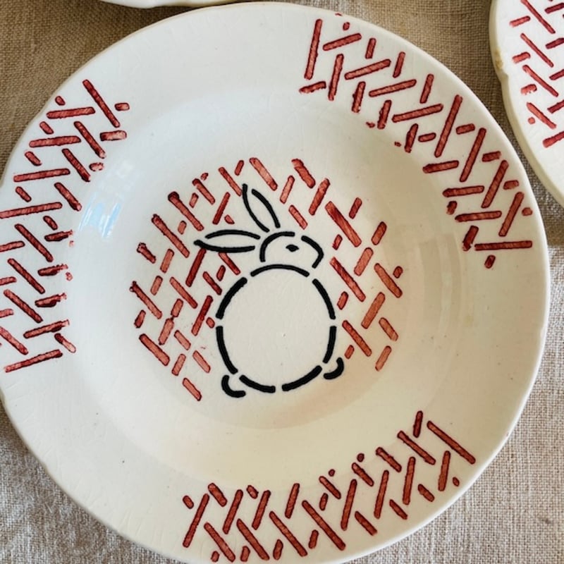 フランスアンティーク ディネット うさぎプレート 深皿 [a020] | shanachie