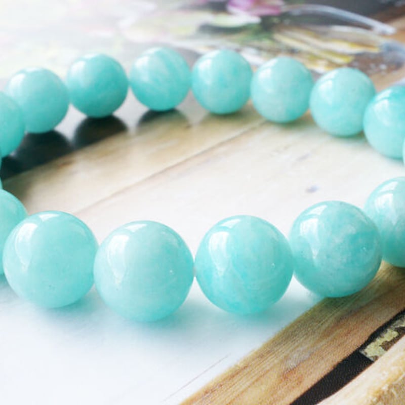 パワーストーンブレスレット アマゾナイト 青 ブルー 天然石