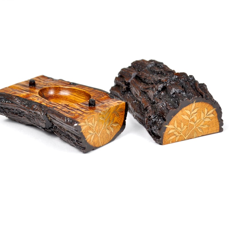 □山中漆器 嘉匠菴 中村 孝也作「蔦 横割香合 南天蒔絵」な-0103 | 嘉