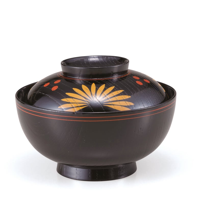 欅4.5煮物椀 長寛5種絵 5客売 SR-0059 上質な欅を使用した高級割烹漆器