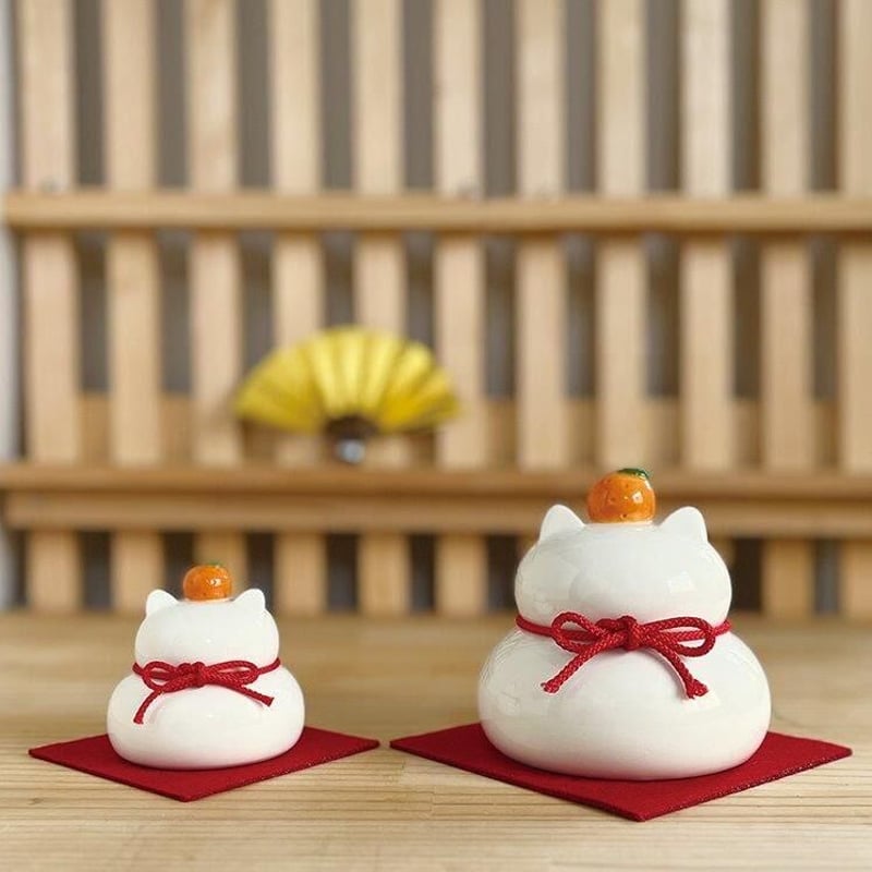 陶器の猫鏡餅 Lサイズ 【陶器の猫鏡餅】 | CHEER-FUL*