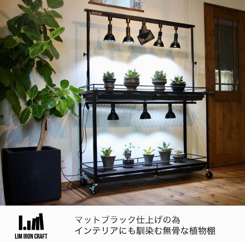 水受けトレー付きハイスペック植物棚 | Lim iron craft
