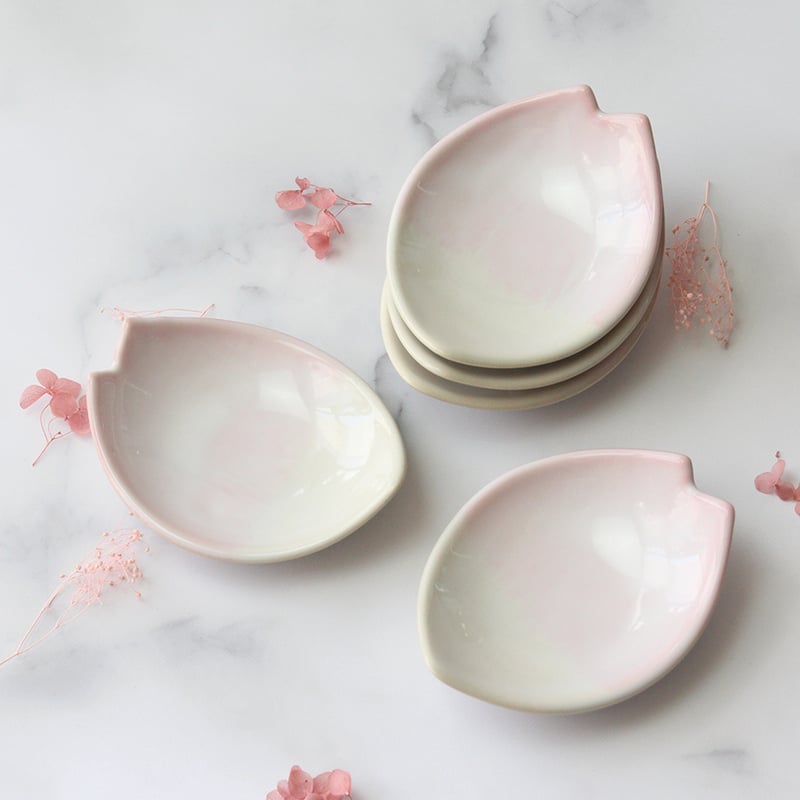 桜花銘々皿揃（化粧箱）｜萩焼窯元 萩陶苑 椿秀窯 ギフト | HAGIYAKI