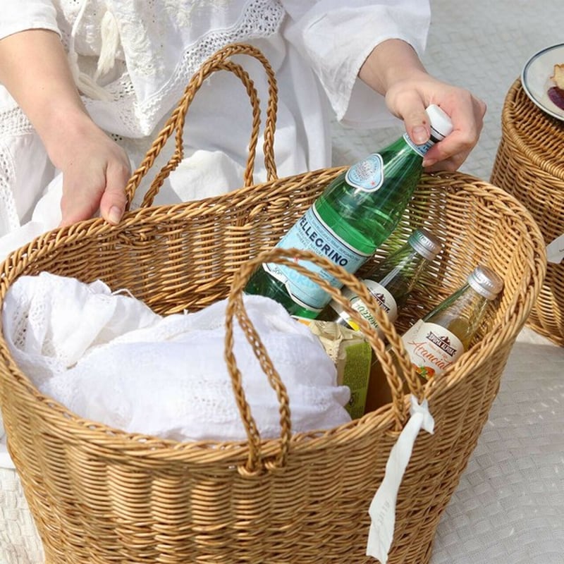 ヴィンテージ ラタンパニエ 籐かご バスケット イギリス マルシェ