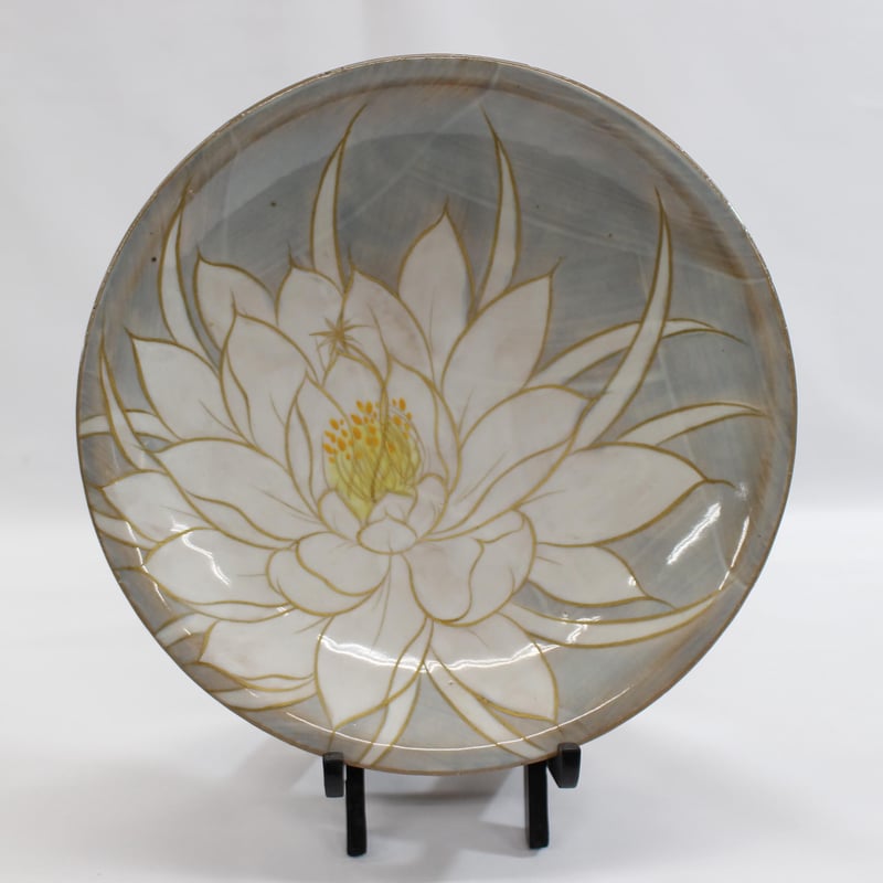 特選品 京都 京焼（清水焼） 土淵陶葊(どぶちとうあん)作 ☆月下美人六