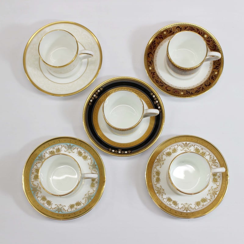 特選品 ノリタケ コーヒー碗皿アソート五客セット BONE CHINA ボーン