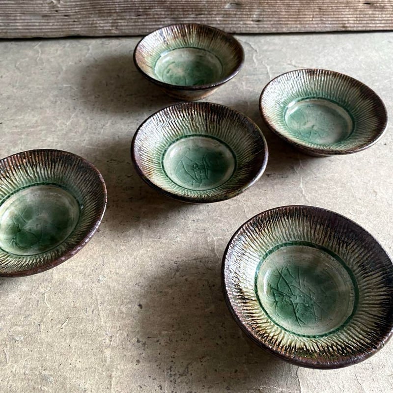 スタうー特価』 信楽焼 松川実・京子 『灰釉小向』 ミニ 小鉢 5枚 信楽焼