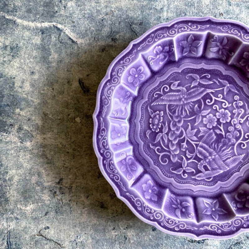 有田焼 福泉窯 紫交跡花鳥彫5寸皿 | MatsuBokkuri