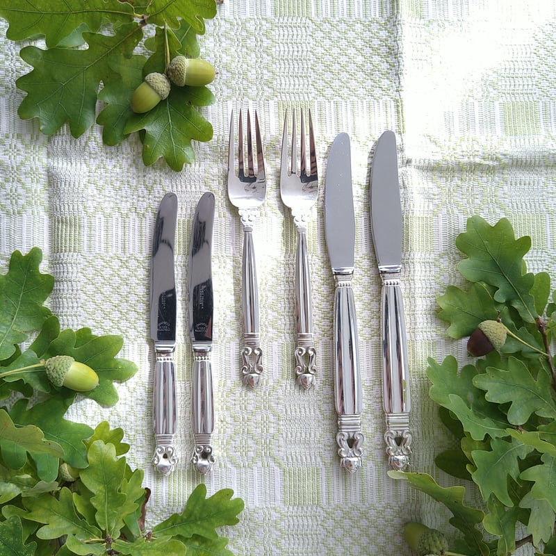 GeorgJensenエコーンのランチ用フォークとナイフとフルーツナイフ