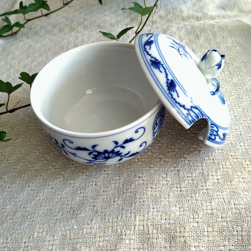 マイセンMeissenブルーオニオンのシュガーポット大/高さ約10㎝H