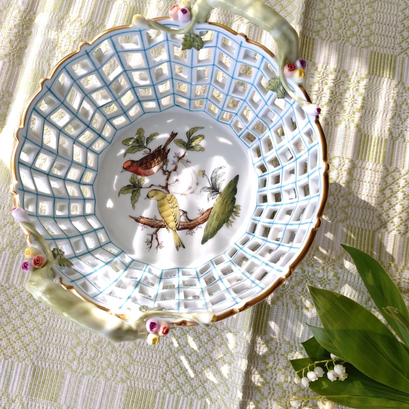 HEREND オープンバスケット ロスチャイルドバード 透かし Herend