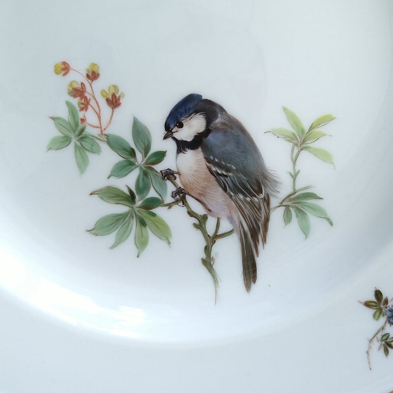 Meissenマイセン1957～1972年のドイツの鳥、ヒガラのケーキプレート18