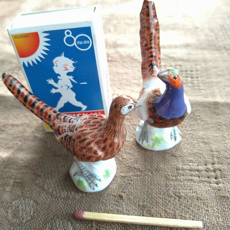 1950年以降マイセンのミニチュアの雉のペア | アンティーク田中