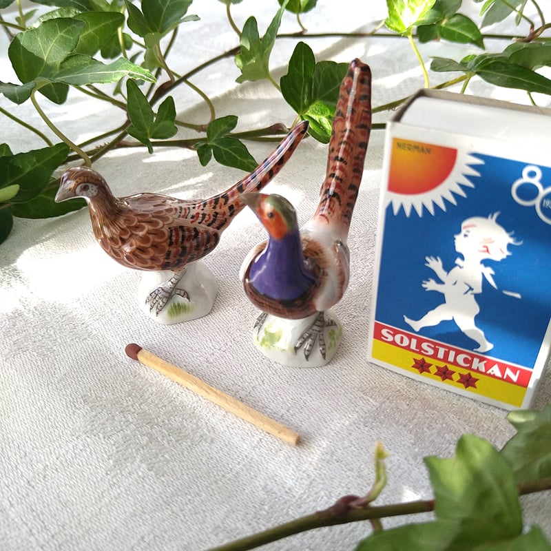 1950年以降マイセンのミニチュアの雉のペア | アンティーク田中