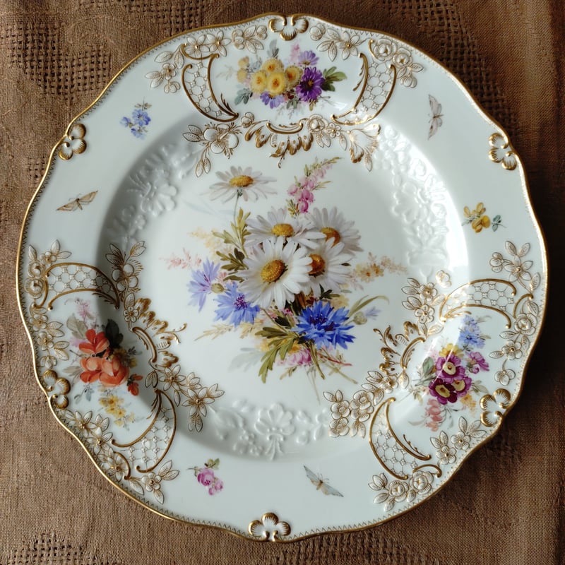 ✤1924年以前✤マイセン✤『花紋レリーフ皿』 【公式通販】