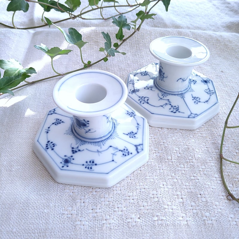 1969～1974年RoyalCopenhagenプレインのキャンドルホルダー8角形ペア/Ca