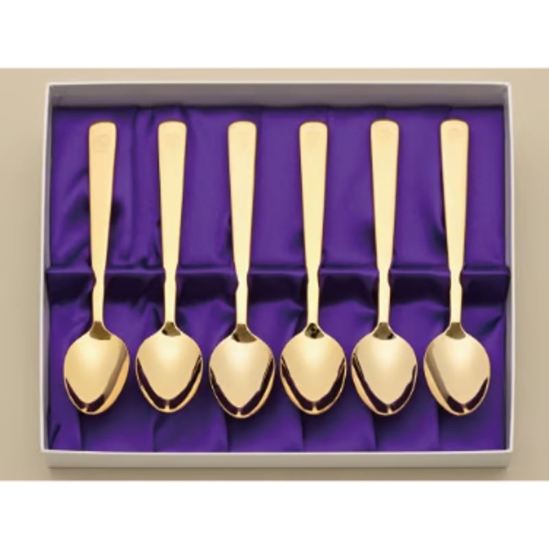 02293】ティースプーンセット(金色) 菊紋 | 銀座明倫館ネットショップ