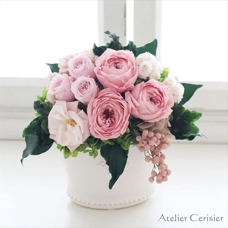 プリザーブドフラワー＜ココット＞バニラピンク | アトリエ