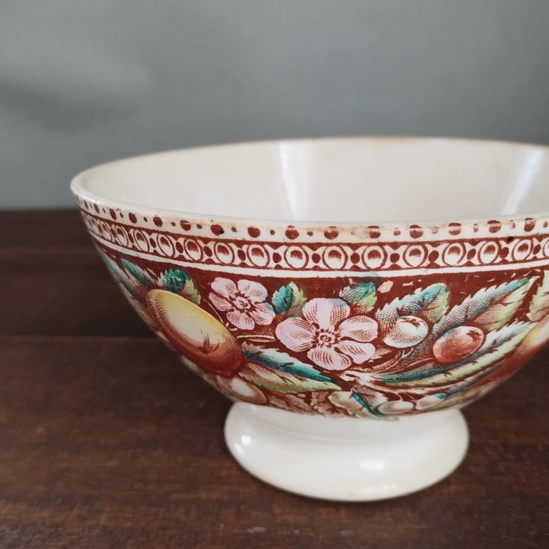 フランスアンティーク ポリクロームの美しいカフェオレボウル