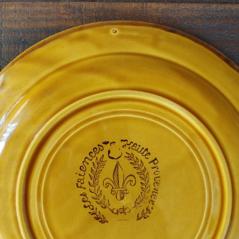 フランスヴィンテージ 南仏黄釉の花リムプレート a | フランス