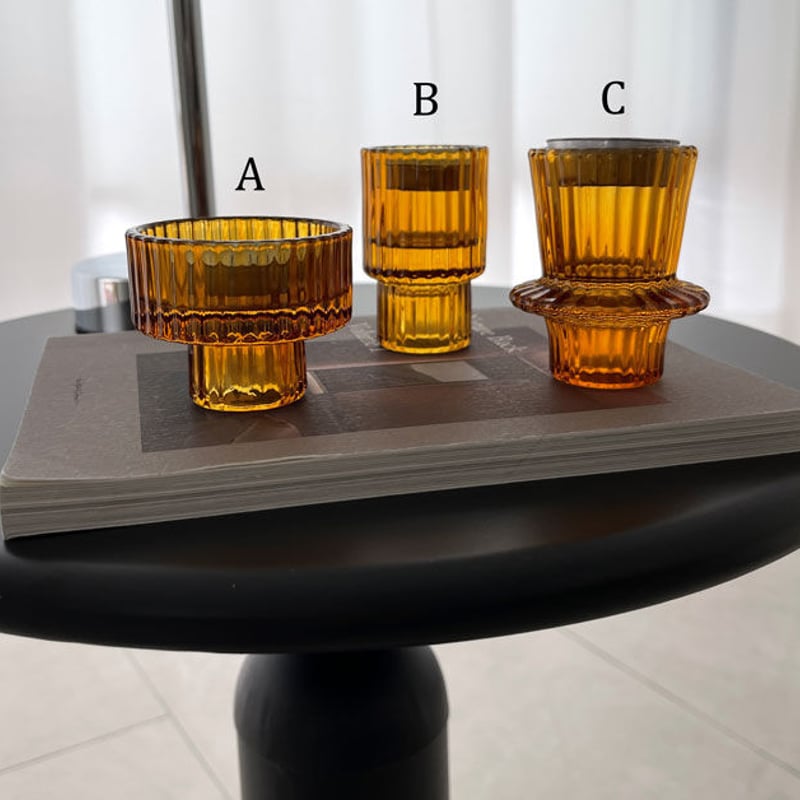 candle-03088 琥珀色 ガラス キャンドルホルダー | ART OF BLACK