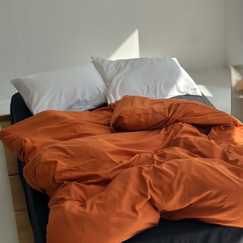 beddingsets-03068 orange×black×white 無地布団カバーセット