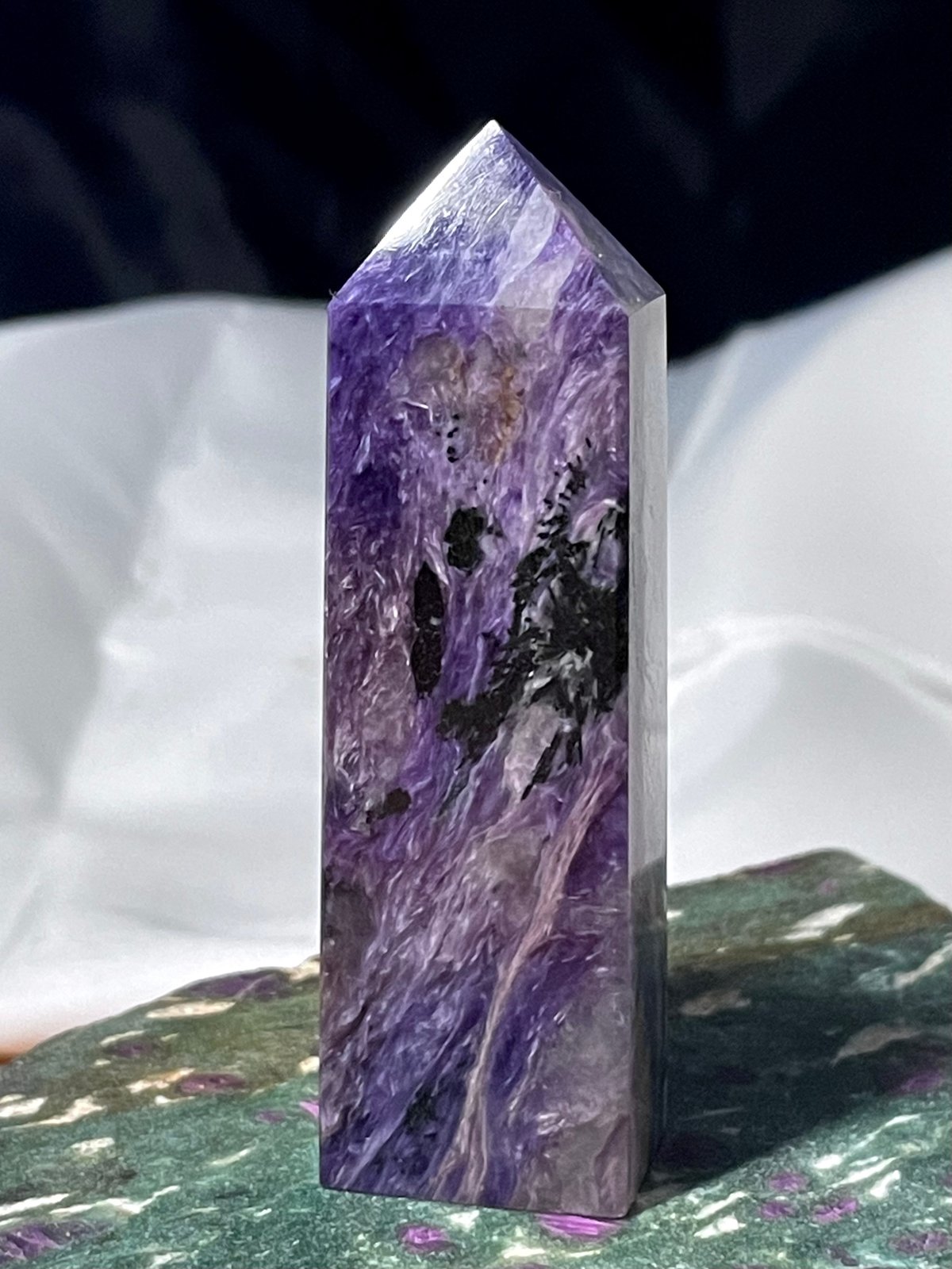 希少石☆高品質【チャロアイト】タワー◇ポイント◇四角柱◇天然石