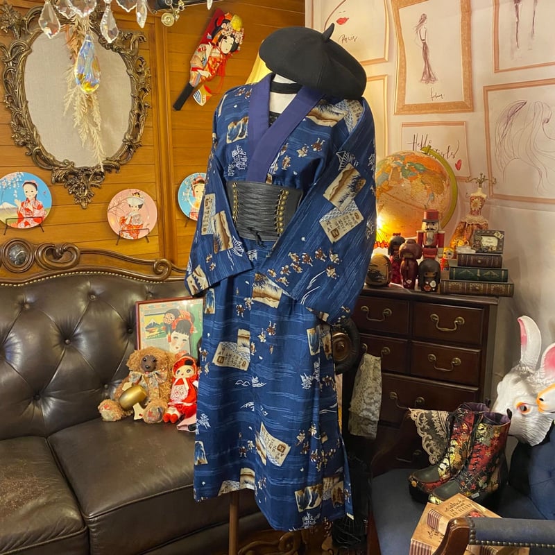 和洋折衷 長襦袢 ワンピース ドレス レトロ 古着 ユニセックス 着物 和