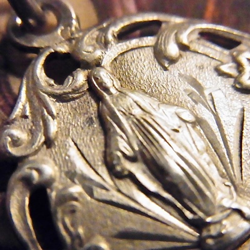 フランス アンティーク 無原罪の御宿り 不思議のメダイ シルバー800